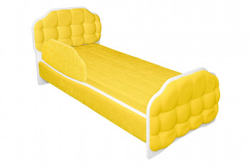 Кровать 160 Атлет 74 Жёлтый (мягкий бортик) в Легостаево - legostaevo.mebel54.com | фото