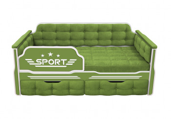 Кровать 180 серии Спорт 2 ящика 76 Зелёный (мягкие боковые накладки) в Легостаево - legostaevo.mebel54.com | фото