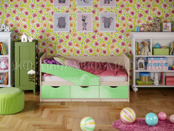 Кровать Бабочки 1,6м (Салатовый металлик) в Легостаево - legostaevo.mebel54.com | фото