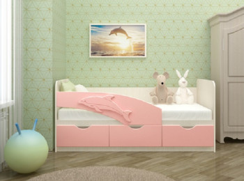 Кровать детская 1,6м Дельфин (Розовый металлик) в Легостаево - legostaevo.mebel54.com | фото