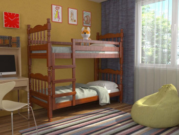 Кровать двухъярусная Соня из массива сосны 800*1890 Орех в Легостаево - legostaevo.mebel54.com | фото