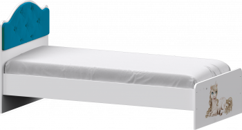 Кровать Каспер с мягкой спинкой и фотопечатью (800х1900)  Белый/Бирюза в Легостаево - legostaevo.mebel54.com | фото