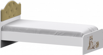 Кровать Каспер с мягкой спинкой и фотопечатью (900х1900)  Белый/Ваниль в Легостаево - legostaevo.mebel54.com | фото