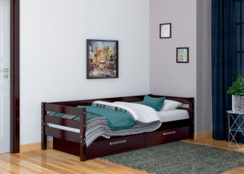 Кровать одинарная ГЛОРИЯ из массива сосны  900*2000 (Орех Тёмный) в Легостаево - legostaevo.mebel54.com | фото