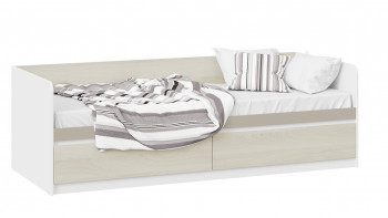 Кровать «Сканди» с 2 ящиками Дуб Гарден/Белый/Глиняный серый в Легостаево - legostaevo.mebel54.com | фото
