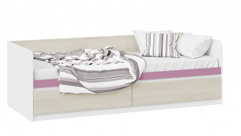 Кровать «Сканди» с 2 ящиками Дуб Гарден/Белый/Лиловый в Легостаево - legostaevo.mebel54.com | фото