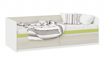 Кровать «Сканди» с 2 ящиками Дуб Гарден/Белый/Зеленый в Легостаево - legostaevo.mebel54.com | фото