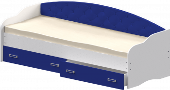 Кровать Софа-7 с мягкой спинкой (800х1900) Белый/Синий в Легостаево - legostaevo.mebel54.com | фото