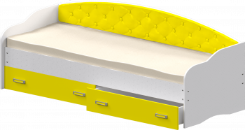 Кровать Софа-7 с мягкой спинкой (800х2000) Белый/Желтый в Легостаево - legostaevo.mebel54.com | фото