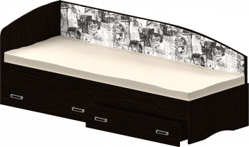 Кровать Софа-9 с мягкой спинкой с рисунком Милана (900х1900) Венге в Легостаево - legostaevo.mebel54.com | фото