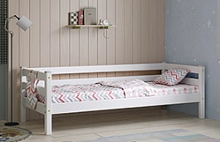 Кровать Соня Вариант 2 с задней защитой Белый полупрозрачный в Легостаево - legostaevo.mebel54.com | фото