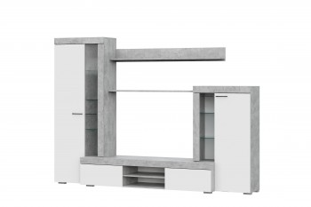 Мебель для гостиной МГС 5 Цемент светлый / Белый в Легостаево - legostaevo.mebel54.com | фото