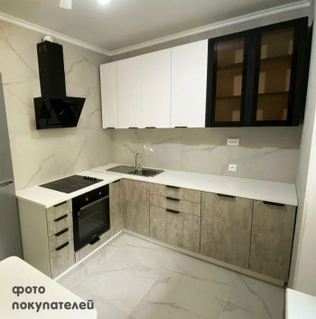 Модульная кухня Норд 1,6 м (Софт даймонд/Камень беж/Белый) в Легостаево - legostaevo.mebel54.com | фото