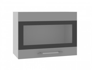 Норд ШВГС 600 Шкаф верхний горизонтальный со стеклом (Софт черный/корпус Белый) в Легостаево - legostaevo.mebel54.com | фото