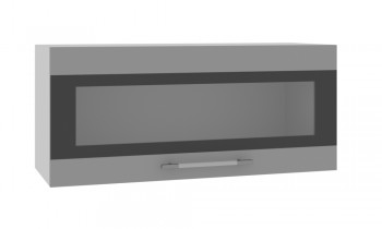 Норд ШВГС 800 Шкаф верхний горизонтальный со стеклом (Софт черный/корпус Белый) в Легостаево - legostaevo.mebel54.com | фото