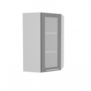 Норд ШВУС 600Н Шкаф верхний угловой (премьер) высокий (Софт черный/корпус Белый) в Легостаево - legostaevo.mebel54.com | фото