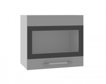 Ройс ВПГСФ 500 Шкаф верхний горизонтальный со стеклом с фотопечатью высокий (Графит софт/корпус Серый) в Легостаево - legostaevo.mebel54.com | фото