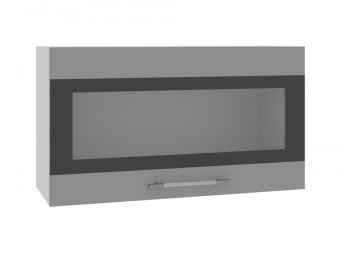 Ройс ВПГСФ 800 Шкаф верхний горизонтальный со стеклом с фотопечатью высокий (Графит софт/корпус Серый) в Легостаево - legostaevo.mebel54.com | фото