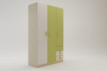 Шкаф 3-х створчатый с ящиками Эппл (Зеленый/Белый/корпус Клен) в Легостаево - legostaevo.mebel54.com | фото