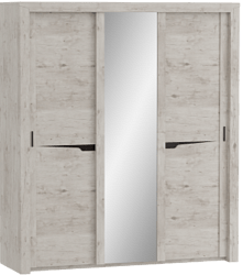 Шкаф трехдверный Соренто с раздвижными дверями Дуб бонифаций/Кофе структурный матовый в Легостаево - legostaevo.mebel54.com | фото