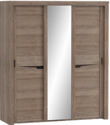 Шкаф трехдверный Соренто с раздвижными дверями Дуб стирлинг/Кофе структурный матовый в Легостаево - legostaevo.mebel54.com | фото