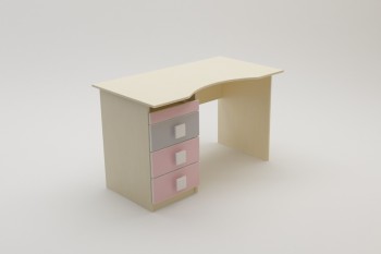 Стол (столешница с выемкой) Грэйси (Розовый/Серый/корпус Клен) в Легостаево - legostaevo.mebel54.com | фото